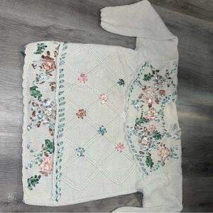 Cottagecore basketweave vintage grandma with beading ribbon flower embroidery